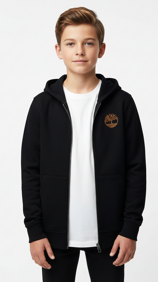 TIMBERLAND Boys Black Zip-Up Hoodie