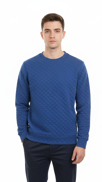 PULL&BEAR MENS TEXTURED ROUND NECK SWEATSHIRT