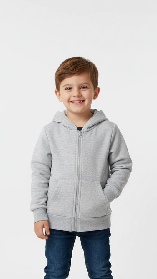 PEPCO KIDS BOYS BASIC HEATHER GREY ZIPPED HOODIE