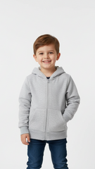 PEPCO KIDS BOYS BASIC HEATHER GREY ZIPPED HOODIE