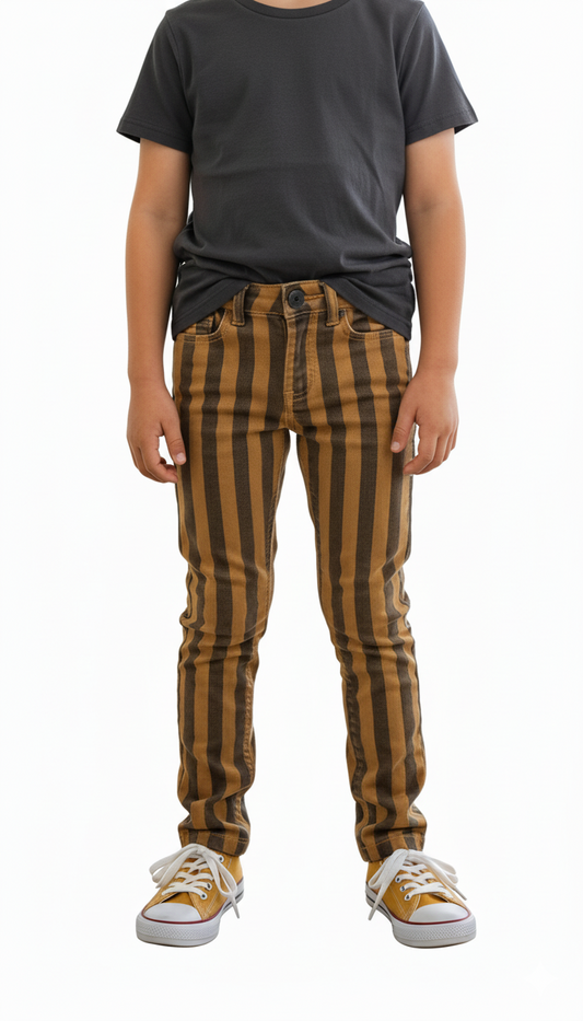 TUMBLE N DRY BOYS BLACK/ORANGE STRIPES COTTON PANT