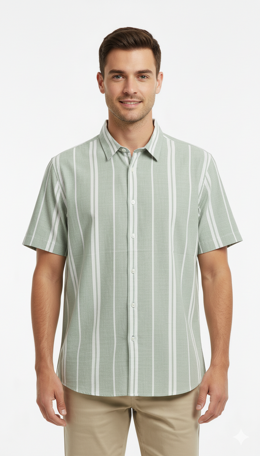 MNG MENS HALF SLEEVS REGUALR FIT DUAL STRIPES SHIRT