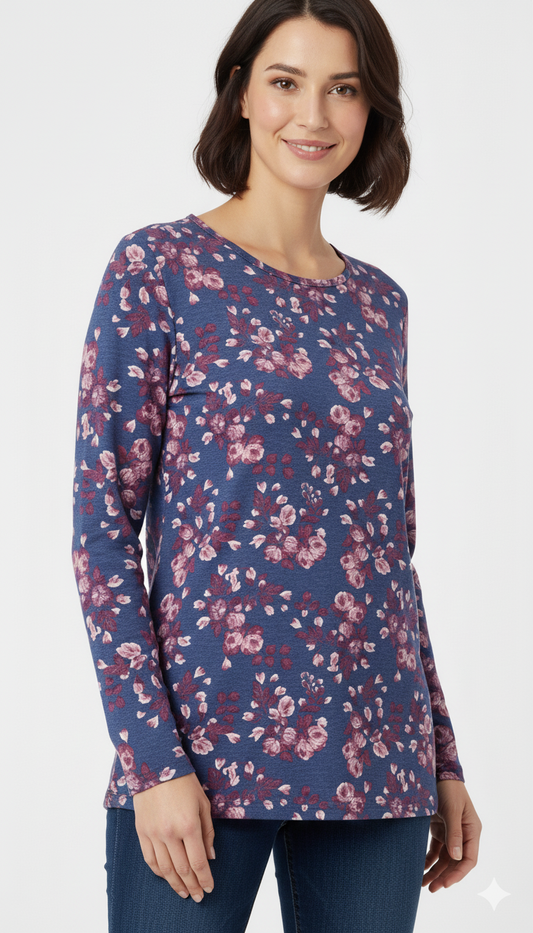 WOMEN'S FULL SLEEVE FLORAL T-SHIRT