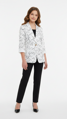 Womens White Printed Fancy Blazer