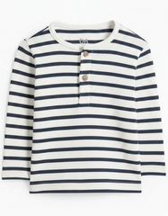 Boys Classic Striped Henley Neck Full Sleeve T Shirt