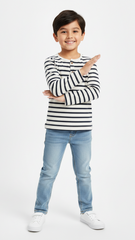 Boys Classic Striped Henley Neck Full Sleeve T Shirt