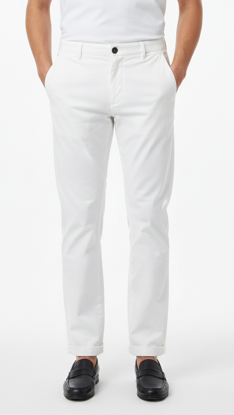 BORGHESE MENS WHITE COTTON CHINO