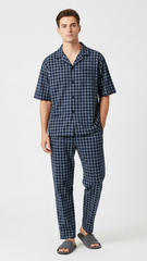 UNIT Mens Navy & White Checkered Trouser