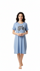 WOMEN LONG PRINTED HALF SLEEVES T-SHIRT