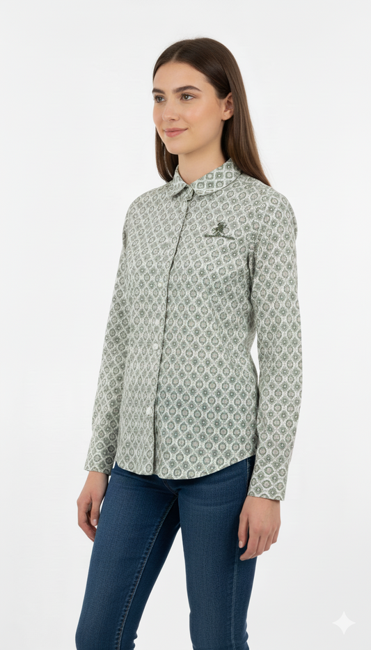 BEVERLY HILLS POLO CLUB WOMENS PRINTED SHIRT
