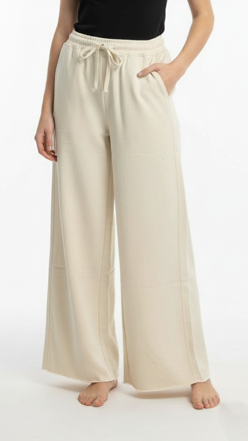 ZR WOMEN CROPPED HEM WIDE LEG TROUSER