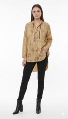 ANOTAH WOMENS V NECK PRINTED STRIPED TOP