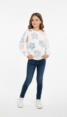 LCW GIRLS WHITE FLORAL PRINTED SWEATSHIRT