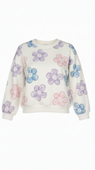 LCW GIRLS WHITE FLORAL PRINTED SWEATSHIRT