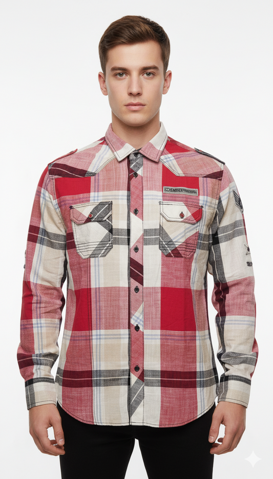 LUXURY INDIGO MEN CHECKED SHIRT