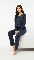 اویشو خواتین کی پھولوں والی وی گردن والی ٹی شرٹ اور چوڑی ٹانگ کی پتلون کا سیٹ