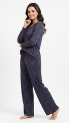 OYSHO WOMEN FLORAL V NECK T SHIRT AND WIDE LEG TROUSER SET