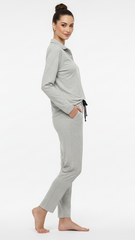 OYSHO WOMEN FLORAL EMBROIDED COLLAR T SHIRT AND TROUSER SET