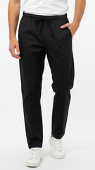 GUESS Mens Relaxed Fit Black Cotton Trouser