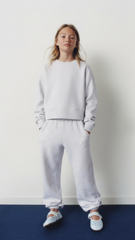ZR Girls Basic Crew Grey Marl Sweatshirt And trouser Suit