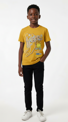LCW Boys Mustard Graphic Print Cotton T Shirt