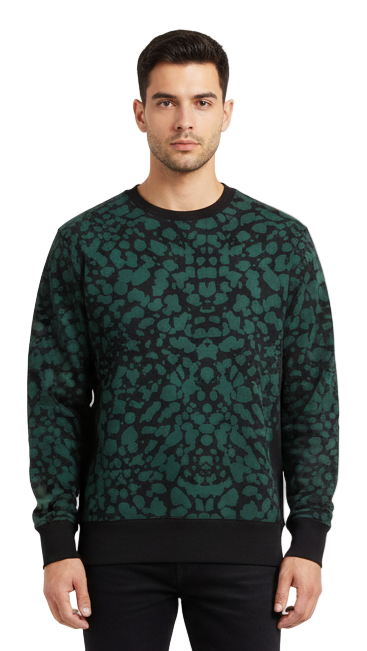 JIBERISH MENS LEOPARD CAMO PRINT SWEATSHIRT