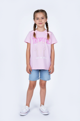 DU PAREIL GIRLS PRINTED PINK T-SHIRT