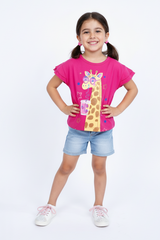 OBAIBI GIRLS GIRAFFE PRINTED TEES