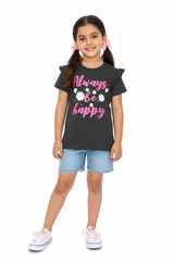 DU PAREIL GIRLS ALWAYS BE HAPPY PRINT TEES