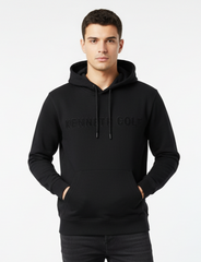 KENNETH COLE MENS CHEST PRINT BLACK HOODIE