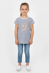 GIRLS STRIPED ROUND NECK TEE
