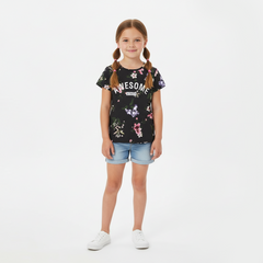 BLACK FLORAL AWESOME STATE JERSEY TOP