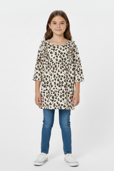 White Leopard Print Jersey Dress