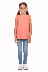 NEXT Girls Coral Frill Sleeve Summer Top