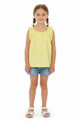 GIRLS SLEEVELESS LIME YELLOW DRESS