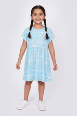 GIRLS CUTE UNICORN THEME PRINTED DRESS