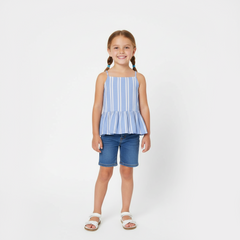 Girls Blue White Stripes Patterned Playsuit