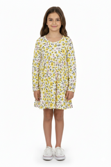 Fagottino by OVS Girls Yellow & Pink Floral Long Sleeve Dress