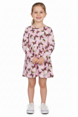 GIRLS MULTICOLOUR BUTTERFLIES AND SUNFLOWER PRINTED DRESS