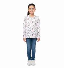 DU PAREIL GIRLS FLORAL FULL SLEEVED T-SHIRT