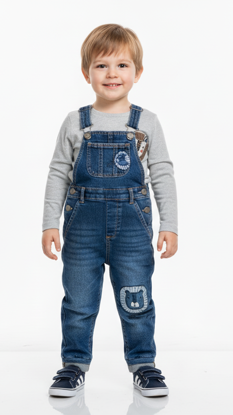 MINOTI KIDS WASHED DUNGAREES AND TOP SET