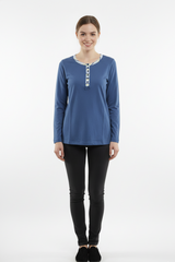 WASCHEPUR WOMENS FANCY NECK FULL SLEEVE T SHIRT