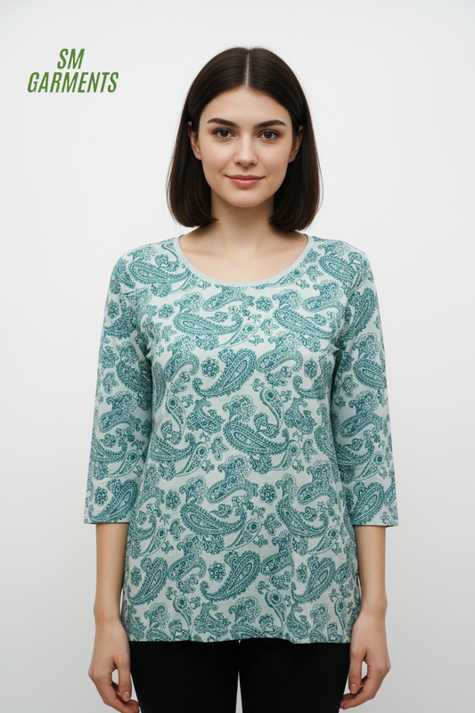 WOMENS PRINTED FULL SLEEVE T SHIRT