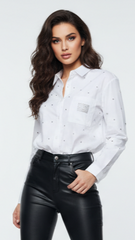 Womens Collared White Daimond Shirt
