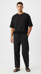 GUESS Mens Relaxed Fit Black Cotton Trouser