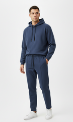 پی بی مینز پائپڈ پنٹک اسٹیل بلیو ٹراؤزر