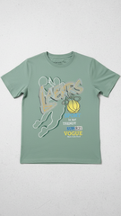 LCW Boys Green Graphic Print Cotton T Shirt