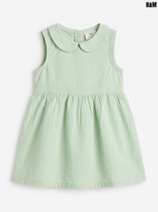 H&M Girls' Mint Green Seersucker Sleeveless Peter Pan Collar Dress| SM GARMENTS