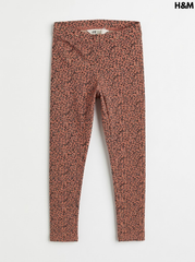 H&M Girls Mauve Brown Miniature Leopard Print Stretch Cotton Leggings| SM GARMENTS