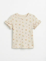 OKAIDI Girls Textured Floral Tee